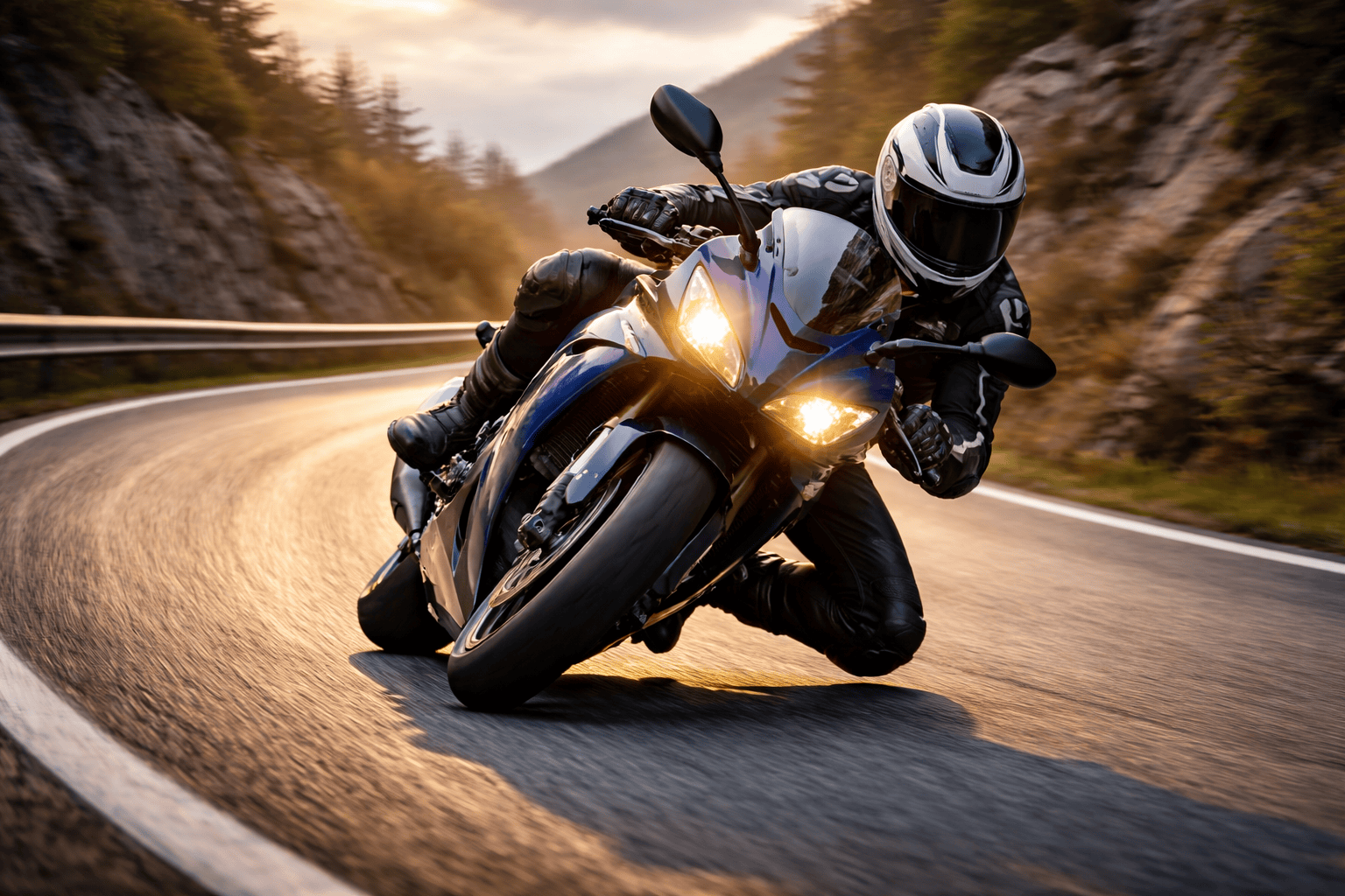 motociclista a curvar numa estrada de montanha em portugal tecnica correta de curva em mota